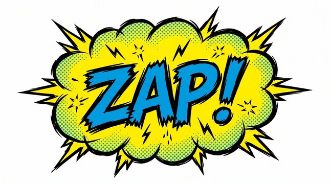 Retro Pop Art Comic Style Zap Word in Speech Bubble