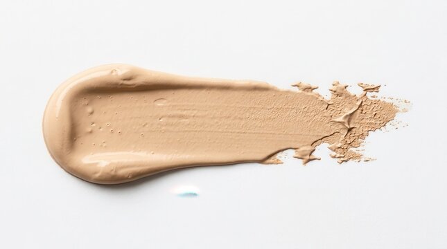 Beige Liquid Foundation Smear Texture Isolated on White Background for Makeup and Beauty Product Design