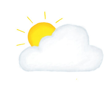 Sunny Weather Icon with Sun Behind Cloud Illustration