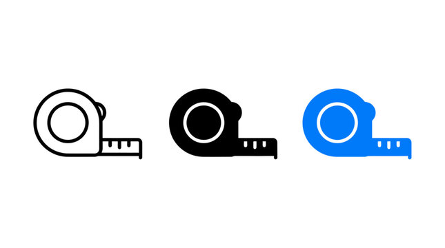 Measuring tape icon design set vector illustration with various styles and color options