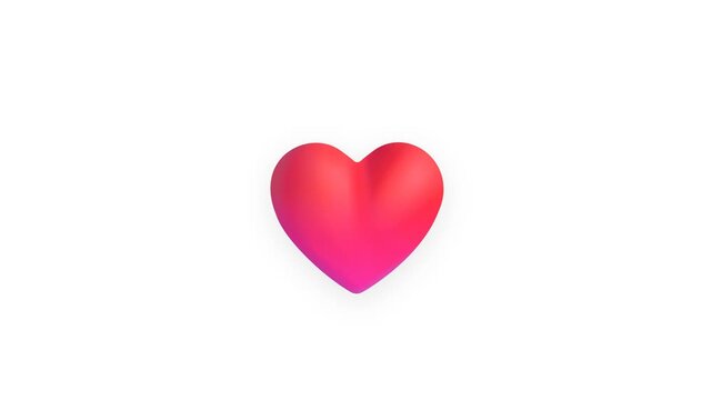 3D Red Heart Shape Pulsing Rhythmically Against A Plain White