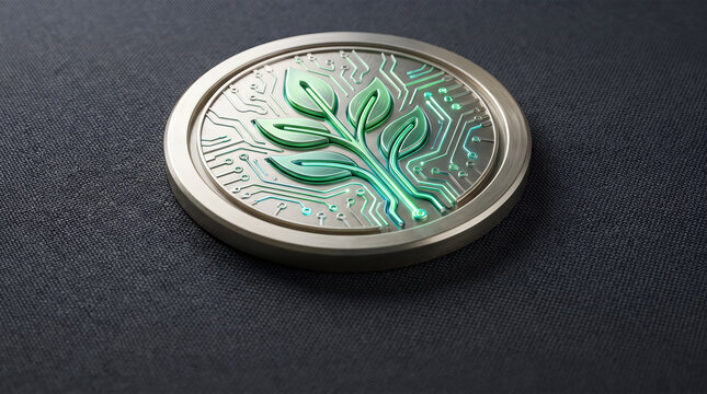 Digital shield cloud standard max coin token currency money finance tech green leaf nature ecology business future wealth investment economy