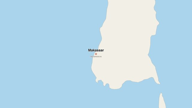 Makassar Indonesia city map zoom animation 4K
