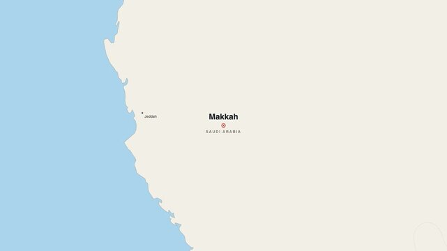 Makkah Saudi Arabia city map zoom animation 4K