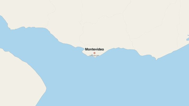 Montevideo Uruguay city map zoom animation 4K