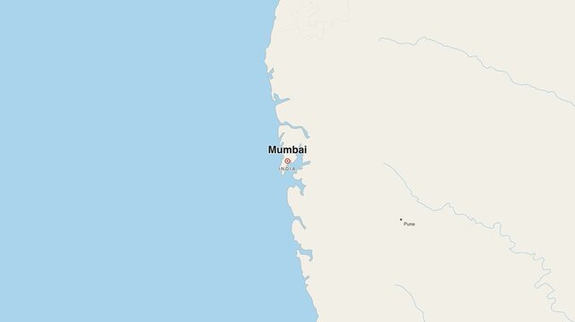 Mumbai India city map zoom animation 4K
