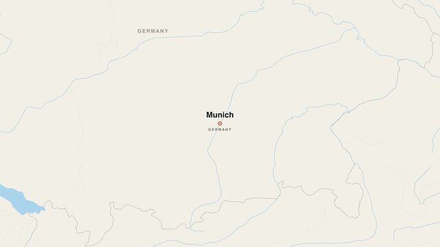 Munich Germany city map zoom animation 4K