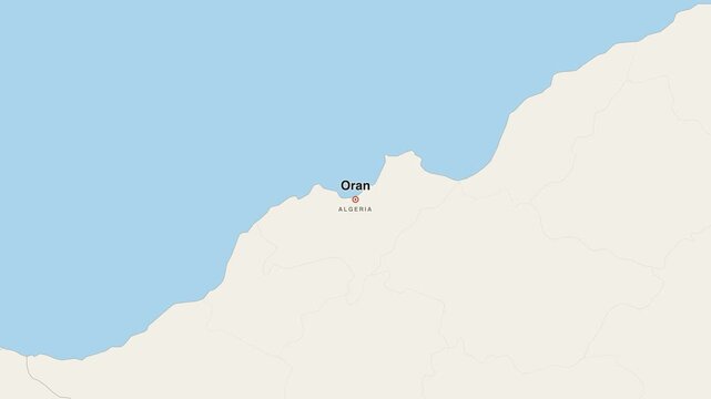 Oran Algeria city map zoom animation 4K