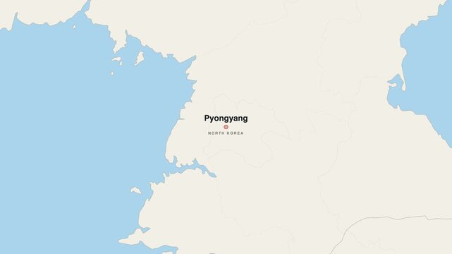 Pyongyang North Korea city map zoom animation 4K