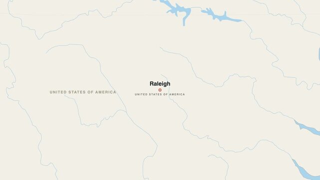 Raleigh United States Of America city map zoom animation 4K