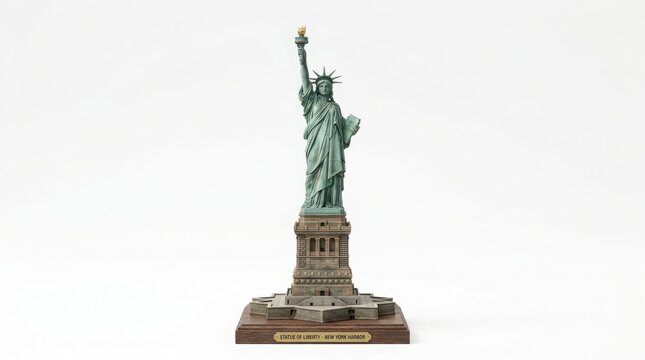 Miniature replica statue of the statue of liberty on a wooden base with us monument travel souvenir copper statue model figure united states tourist icon famous statue desktop ornament