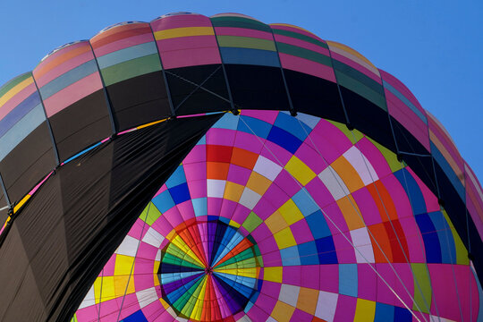 Underside of Hot Air Balloon Showing Colorful Panels