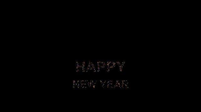 New Year Firework Burst with Happy New Year Silhouette &ndash; Seamless Loop