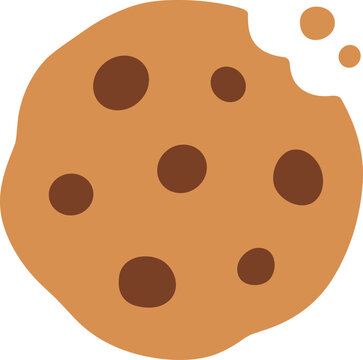Bitten chocolate chip cookie. Chocolate chip cookie with a bite mark for food and snack themes