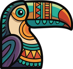 Fototapeta premium Toucan head with geometric patterns. Toucan head with geometric patterns for creative projects