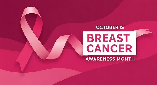 Breast cancer awareness month pink ribbon graphic