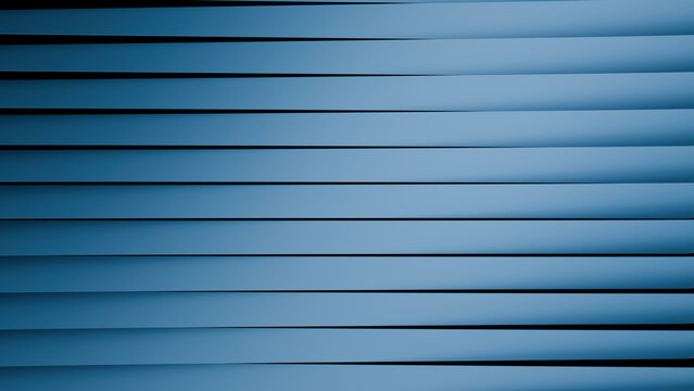 Abstract background of horizontal blue slats with subtle gradient shadows