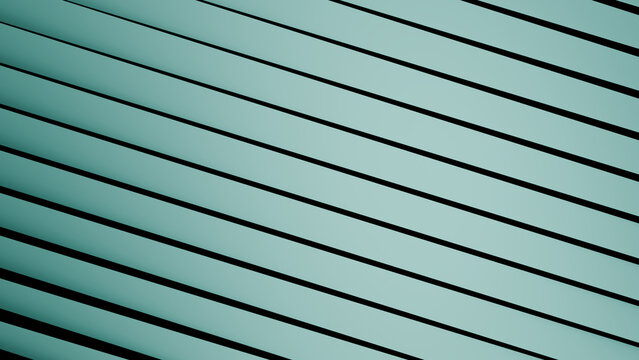 Abstract background of horizontal light green slats with diagonal shadows