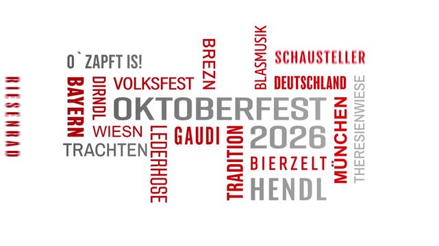Wortwolke - Oktoberfest 2026 - M&uuml;nchen - Schlagw&ouml;rter