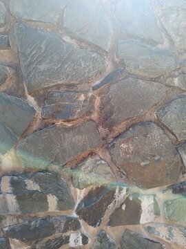 Natural Stone Wall Texture &ndash; Irregular Flagstone Masonry Background