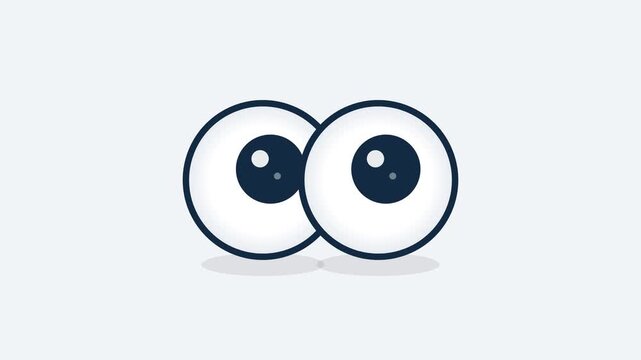 Cartoon googly eyes animation set looking in different directions