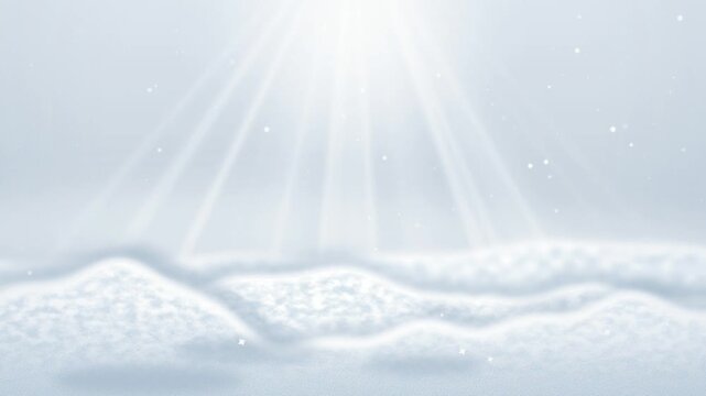 Snow Field Light Rays Animation, Winter Landscape, Soft Rays of Light, Snowy Background, Ethereal Atmosphere, Winter Wonderland, Calm and Peaceful Mood