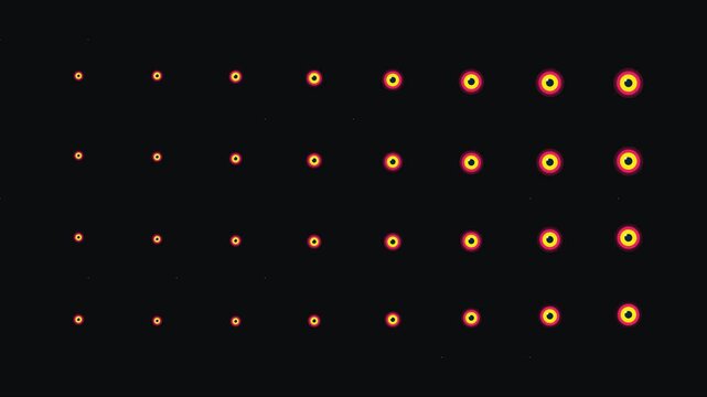 Abstract glowing digital pixel grid blinking on dark background