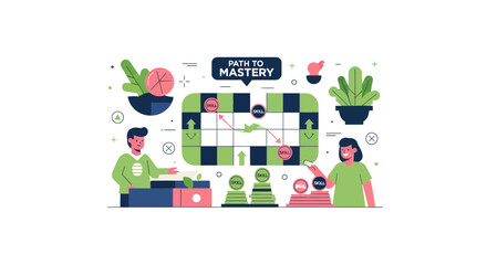 Fototapeta premium Path to Mastery Illustration for Skill Development and Gamified Personal Growth