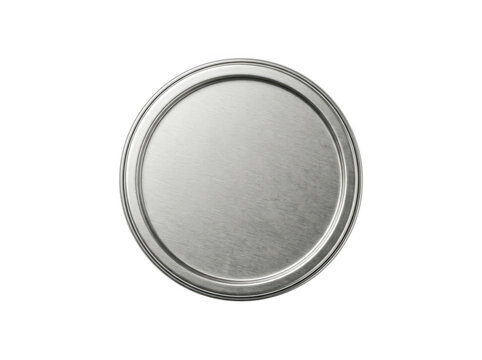 Silver metal lid with smooth finish isolated on plain background.