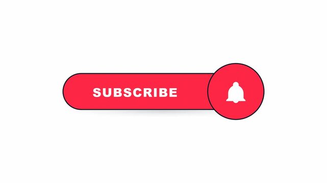 Animated red subscribe button with white bell notification icon. 4K Video