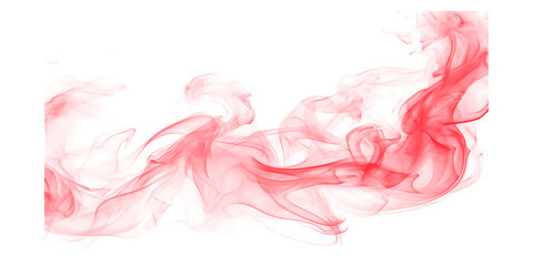 Fototapeta premium Abstract red smoke swirl isolated on a white background with soft flowing vapor textures