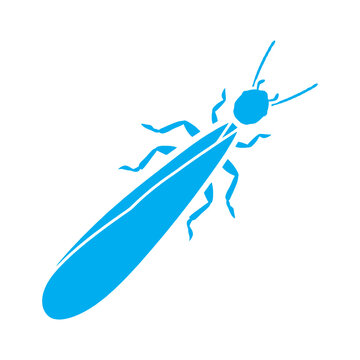 Blue flying termite insect icon illustration for pest control