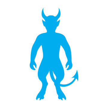 Blue Devil Silhouette Vector Icon