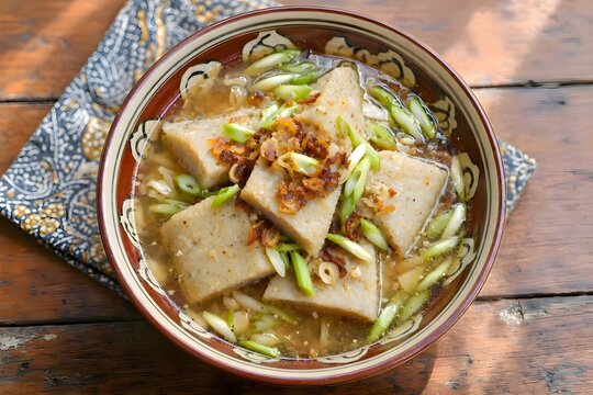 Traditional Model Gandum Fish Cake Soup from Palembang