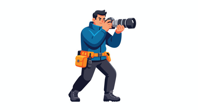 Photographer taking pictures with DSLR camera