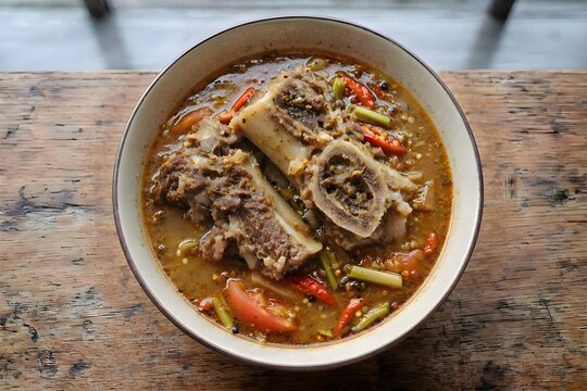 Traditional Pindang Tulang Beef Bone Soup from South Sumatra