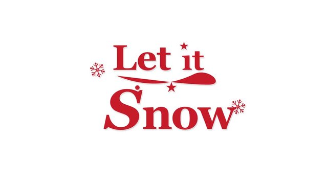 Festive Red Let it Snow Typography with Decorative Snowflakes for Winter Holiday Celebration and Christmas Greetings