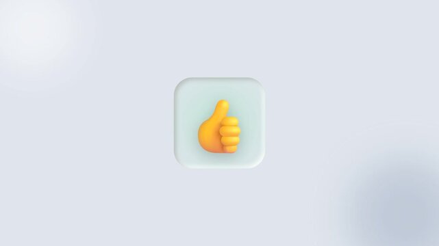 Yellow thumbs up emoji icon scanned by green laser on white tile
