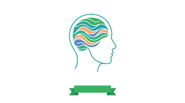 Cognitive function and brain wave activity profile in modern minimalist vector style for psychological research projects