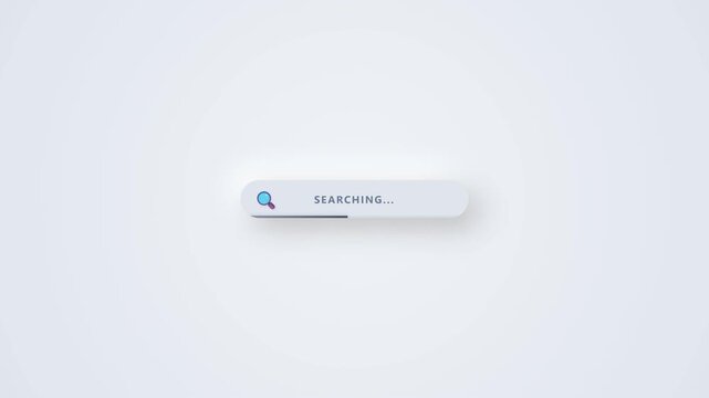 Minimalist search bar interface with loading animation on grey background