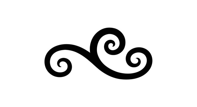 Minimalist black swirl design element.