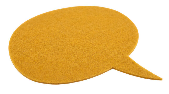 Yellow felt speech bubble isolated on transparent background