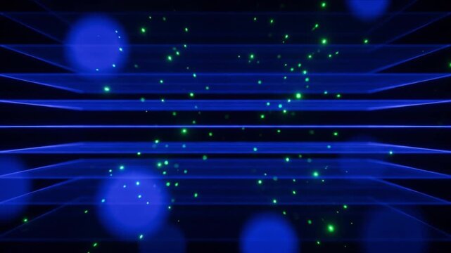 光周波数コムの電磁波面と閃光が垂直上昇し平衡を保つ光学科学CG背景