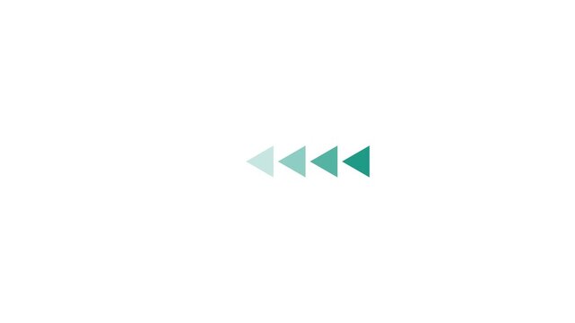 Minimalist loading animation with moving teal arrows on white background, for ui interface