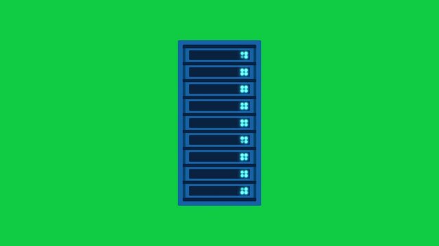 Network Rack Lights Pulsing on Green Screen Background, Loop