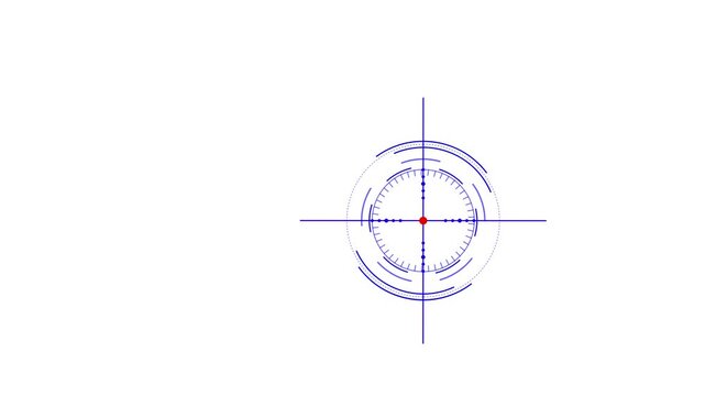 Digital target hud overlay with rotating circular scopes and red center point heads-up display crosshair