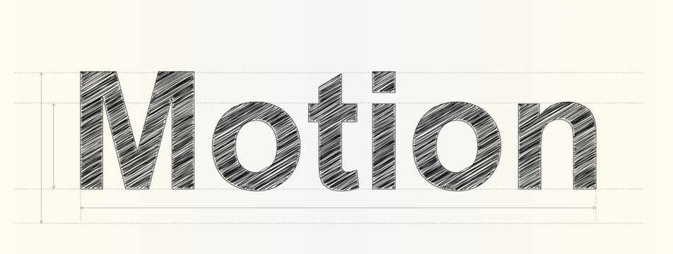 Elegant hand drawn sketch style word motion with technical engineering grid lines for architectural graphic projects