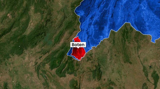 Aerial satellite map animation highlighting the Boten region within Laos