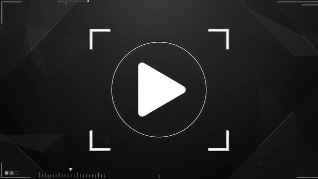 Bright white triangular play button icon on black background a simple minimalist