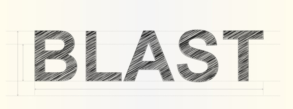 Dynamic typography design featuring the word blast with a textured hand drawn scribble sketch effect